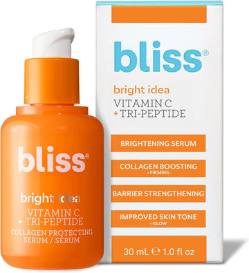 Bliss Vitamin C + Tri-Peptide Bright Idea Serum – 15% Brightening + Barrier Boost Complex for Radiant, Firm Skin – Anti-Aging Face Serum Boosts Collagen & Elasticity