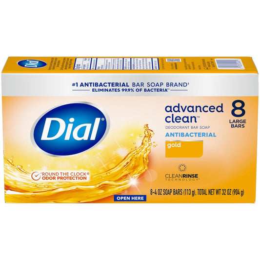 Dial Antibacterial Bar Soap, Refresh & Renew, White, 4 Oz, 32 Bars