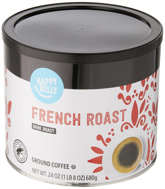 Amazon Brand - Happy Belly French Roast Canister Ground Coffee, Dark Roast, 1.5 pound (Pack of 1)
