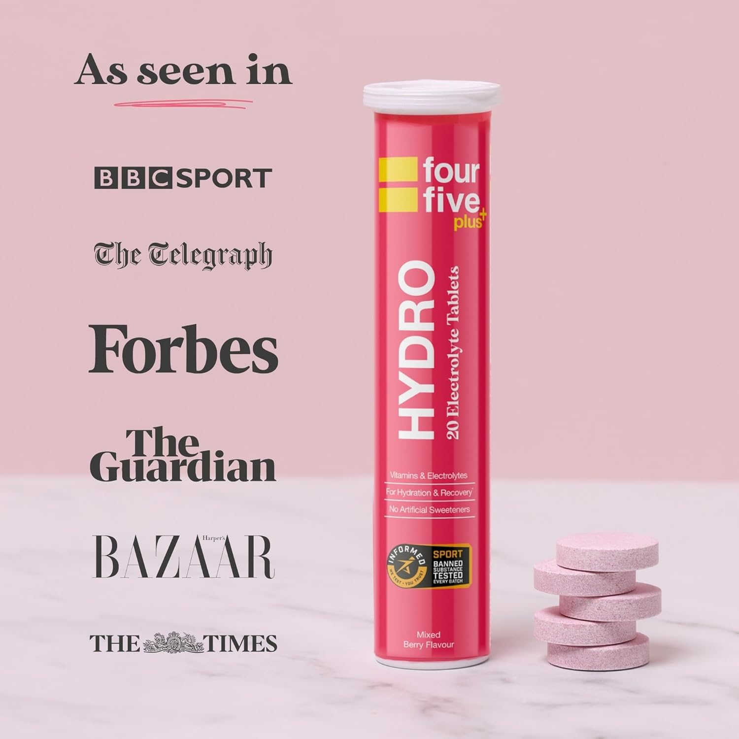fourfive Hydration Tablets (Orange & Mango) Low Calorie Vitamin Electrolytes, Vegan, Magnesium & Calcium, Sports Hydration - 1x20 Effervescent Tablets : Amazon.co.uk: Health & Personal Care