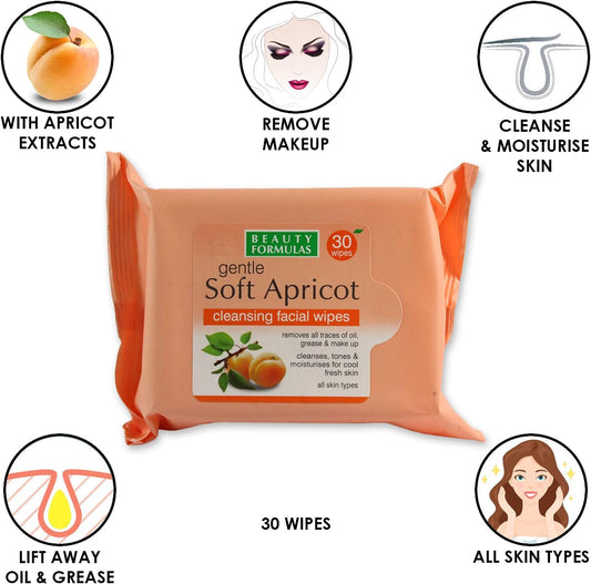 Beauty Formulas Gentle Soft Apricot Cleansing Facial Wipes 30'S