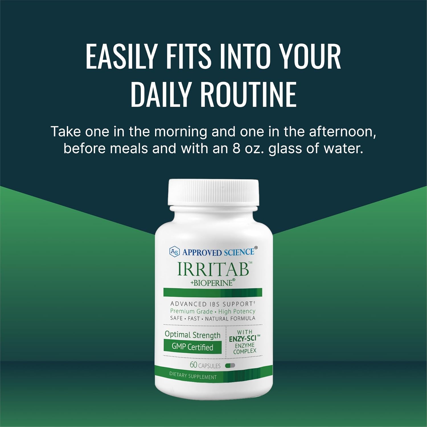 Approved Science Irritab - Natural Digestive Enzyme Support - Total Support - 60 Capsules : Health & Household