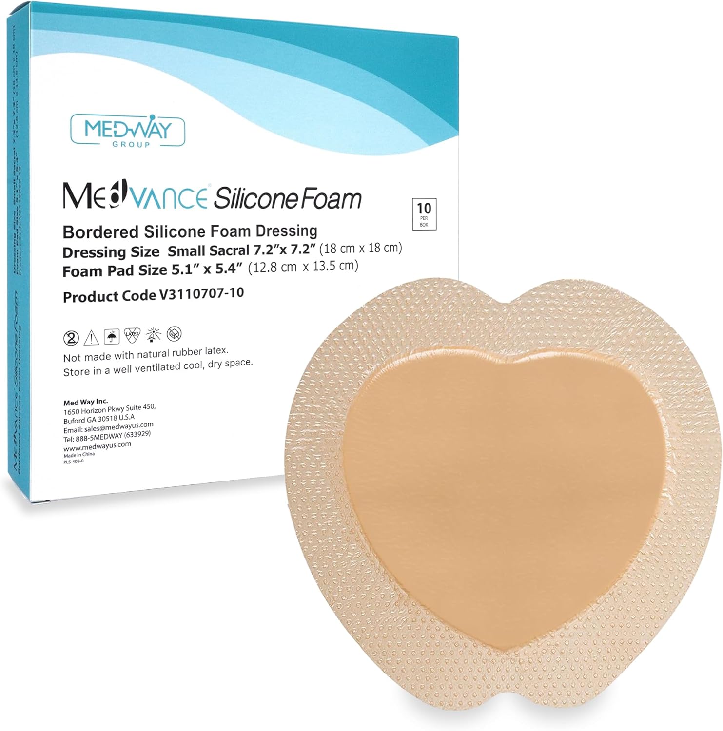 Medvancetm Silicone - Bordered Silicone Adhesive Foam Dressing (4"X12" W/Wings, 10 Count)