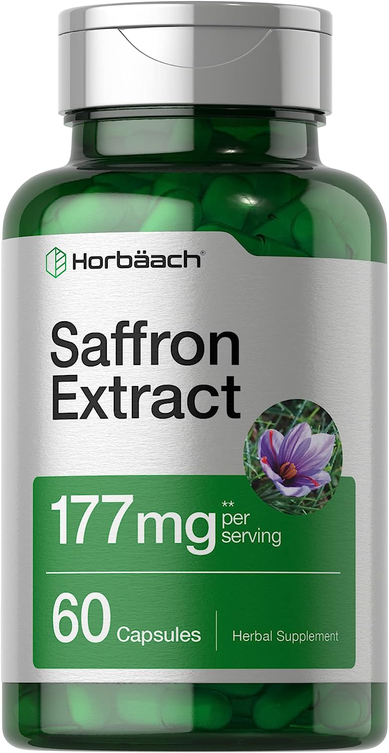 Horbach Saffron Extract Capsules 177 mg 60 Count | Non-GMO, Gluten Free Supplement