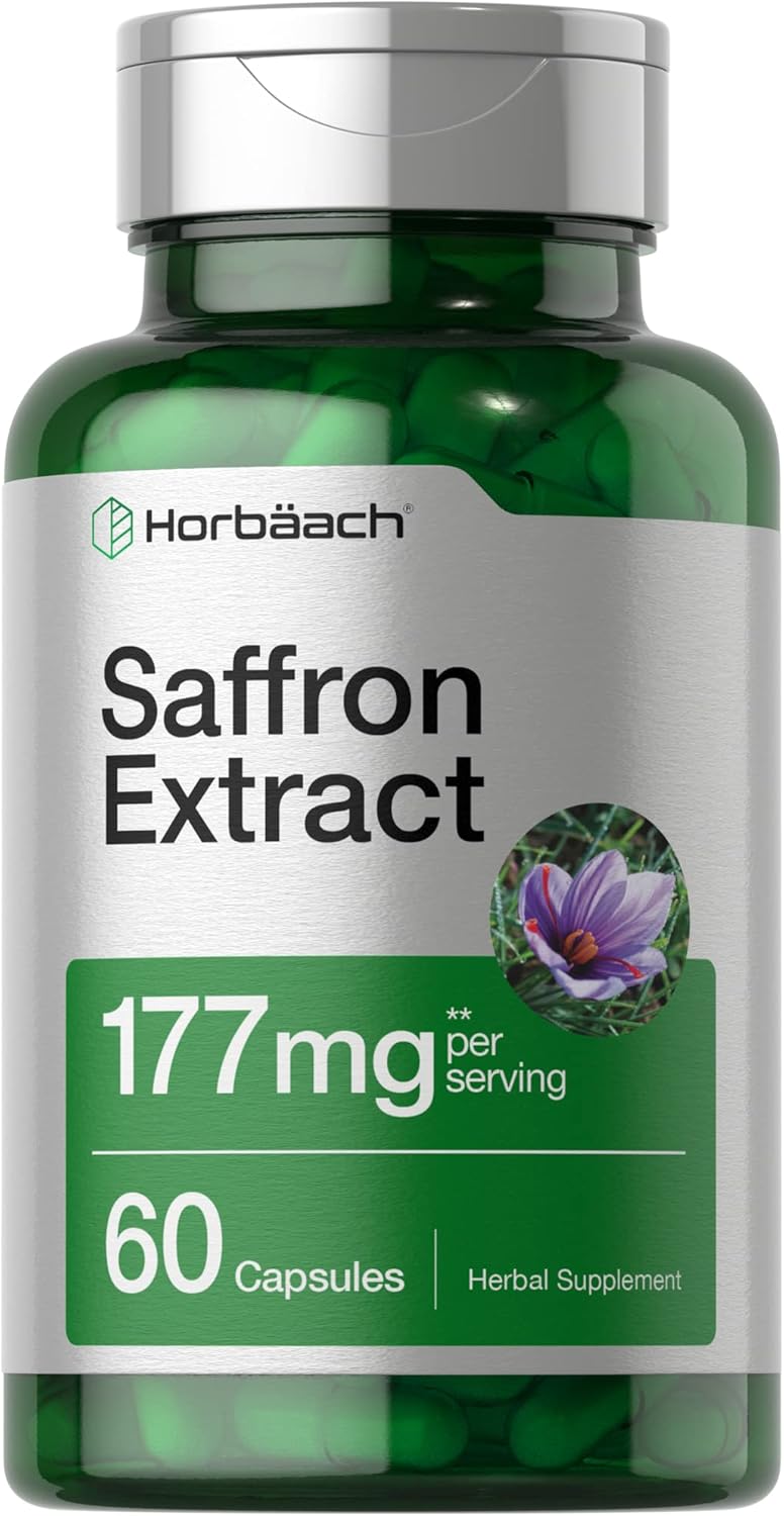 Horbäach Saffron Extract Capsules 177 Mg 60 Count | Non-Gmo, Gluten Free Supplement