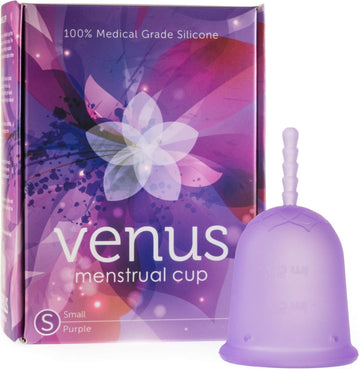 Venus Menstrual Cup – 100% Medical Grade Silicone Reusable Period Cup – Unique Design to Ease Your Period Cycle – Eco-Friendly Tampon Alternative – Made in USA – Size Small – Purple