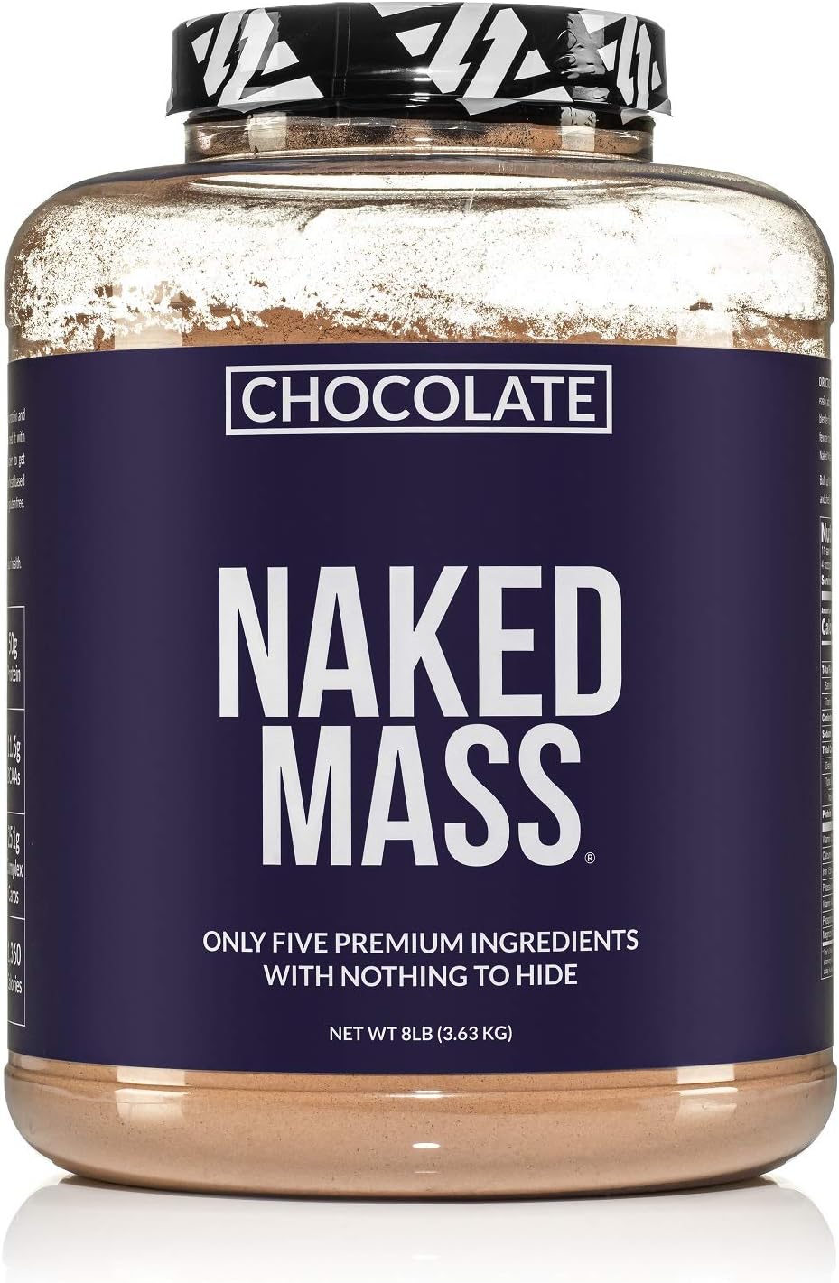 Naked Chocolate Mass Gainer - All Natural Weight Gainer Protein Powder - 8Lb Bulk, Gmo Free, Gluten Free & Soy Free. No Artificial Ingredients - 1,360 Calories