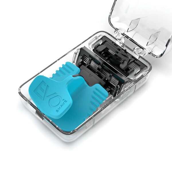 Evoshave Series 3 System Razor Starter Pack In Aqua Blue