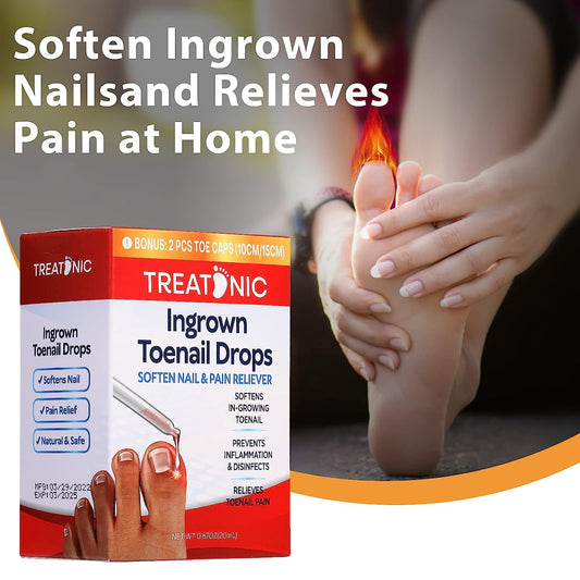 Ingrown Toenail Treatment - Ingrown Toenail Pain Reliever and Softener Kit for Easy Trimming with Silicone Gel Toe Caps