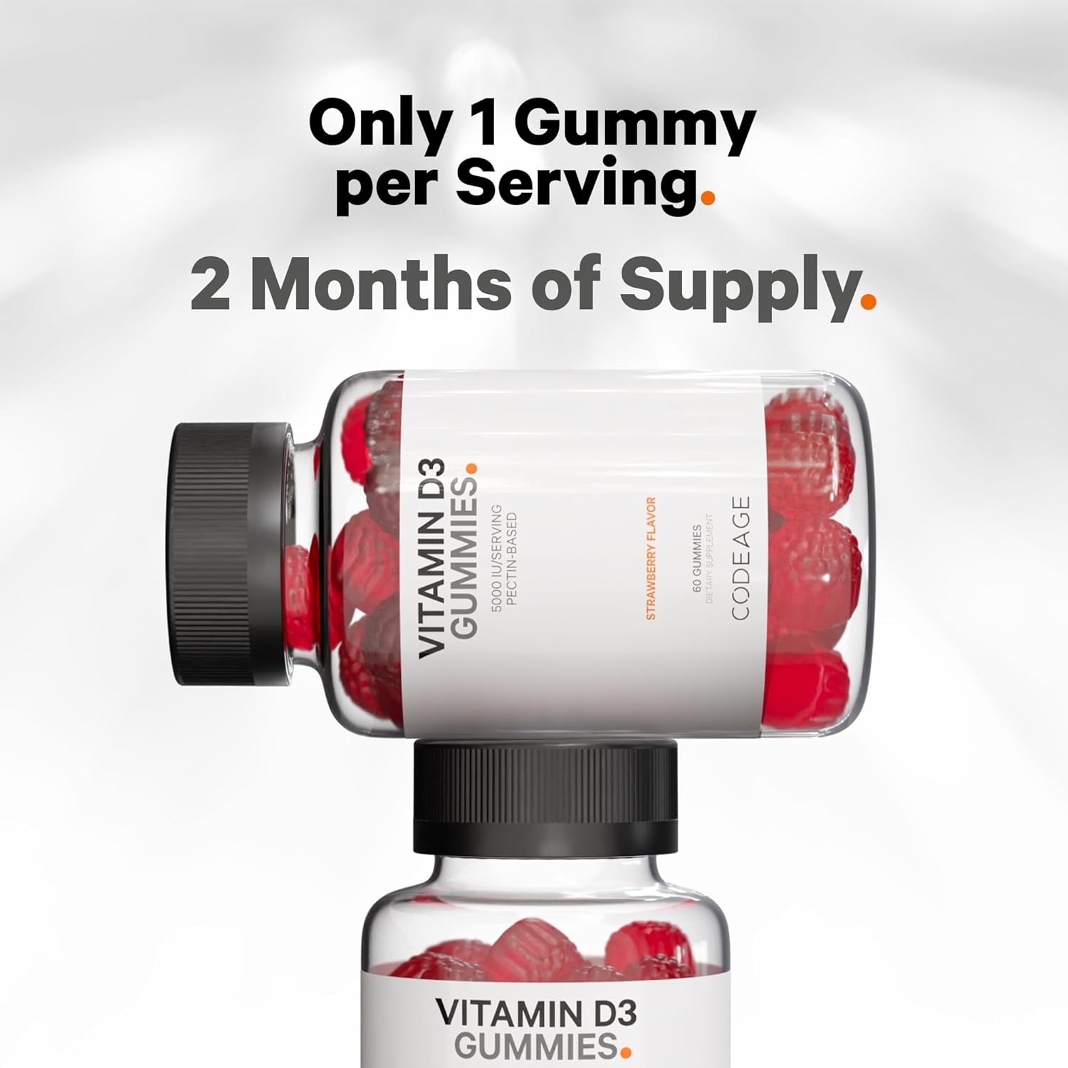 Codeage Vitamin D3 Gummy Vitamins, Vitamin D3 5000 Iu Gummies Cholecalciferol 125 Mcg - 2-Month Supply - Soft Pectin-Based, Animal Gelatin-Free Vitamins Gummy, Strawberry, Gluten-Free - 60 Gummies : Health & Household