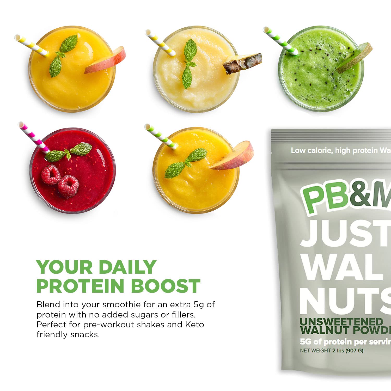 Pb&Me Just Nuts Powdered Walnut Butter - Gluten Free Keto Food, Vegan, Low Fat Protein Source, No Sugar Added - Emergency Food, Nut Butter Bulk Food, High Protein Snacks - Bulk Size 2 Lbs : Grocery & Gourmet Food