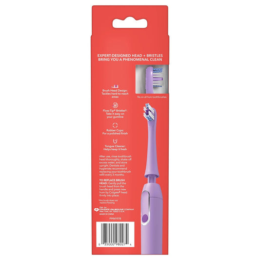 Colgate hum Replacement Heads, hum Toothbrush Heads with Floss Tip Bristles for Smart Toothbrush, Purple, 2 Pack