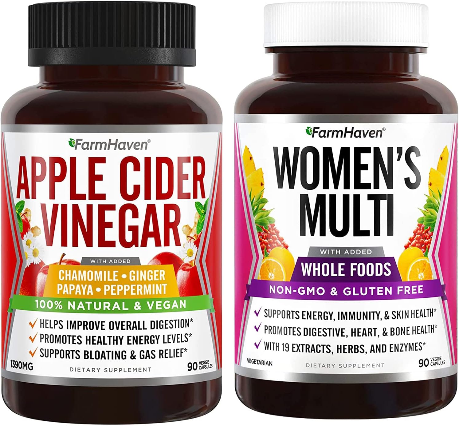 FarmHaven Apple Cider Vinegar Capsules with Ginger & Multivitamin for Women