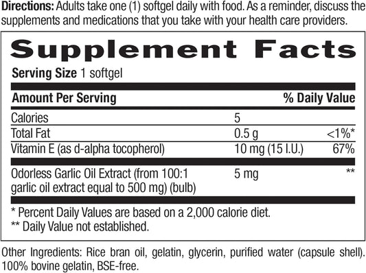 Country Life Nature's Garlic, 500mg Garlic Equivalent, 180 Softgels, Certified Gluten Free