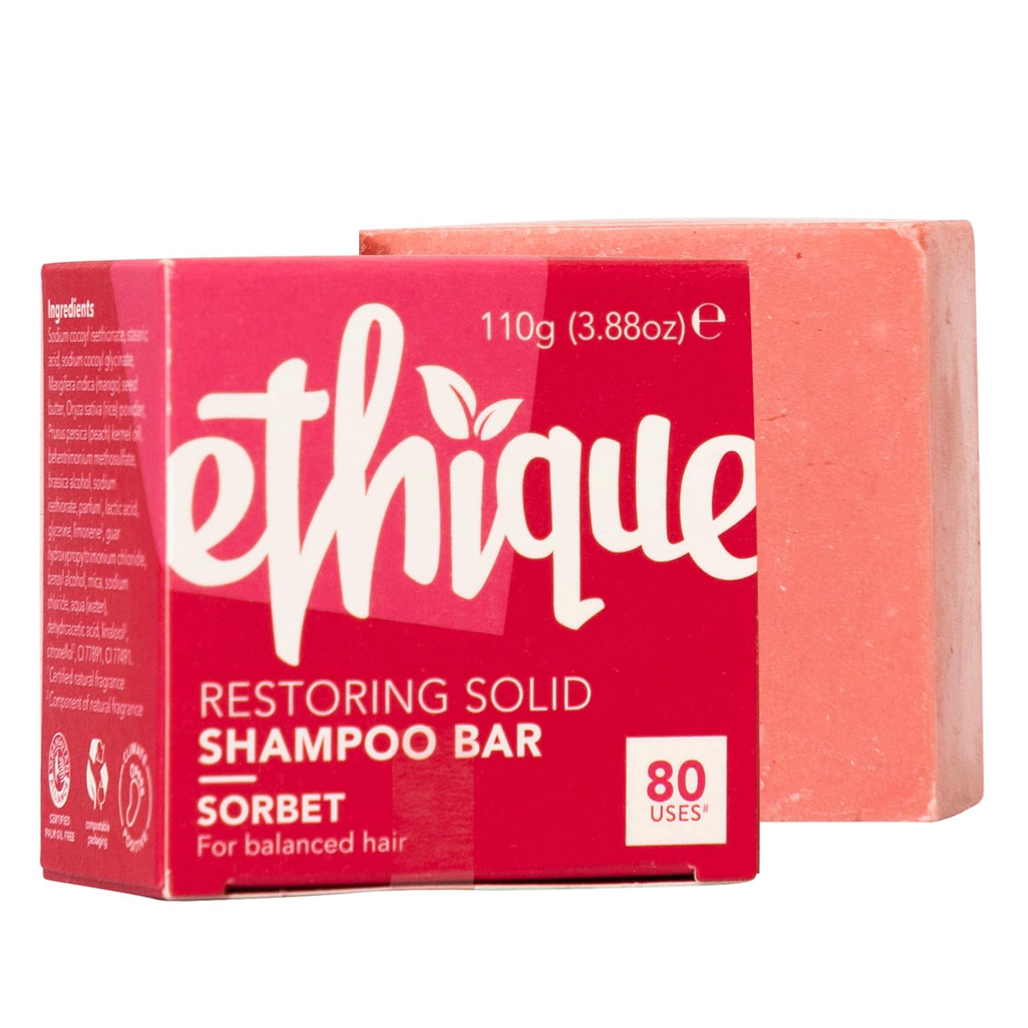 Ethique Rice Shampoo Bar For Dry And Damaged Hair - Sorbet |Paraben Free, Sulfate Free, Vegan, Cruely Free, 3.88 Oz