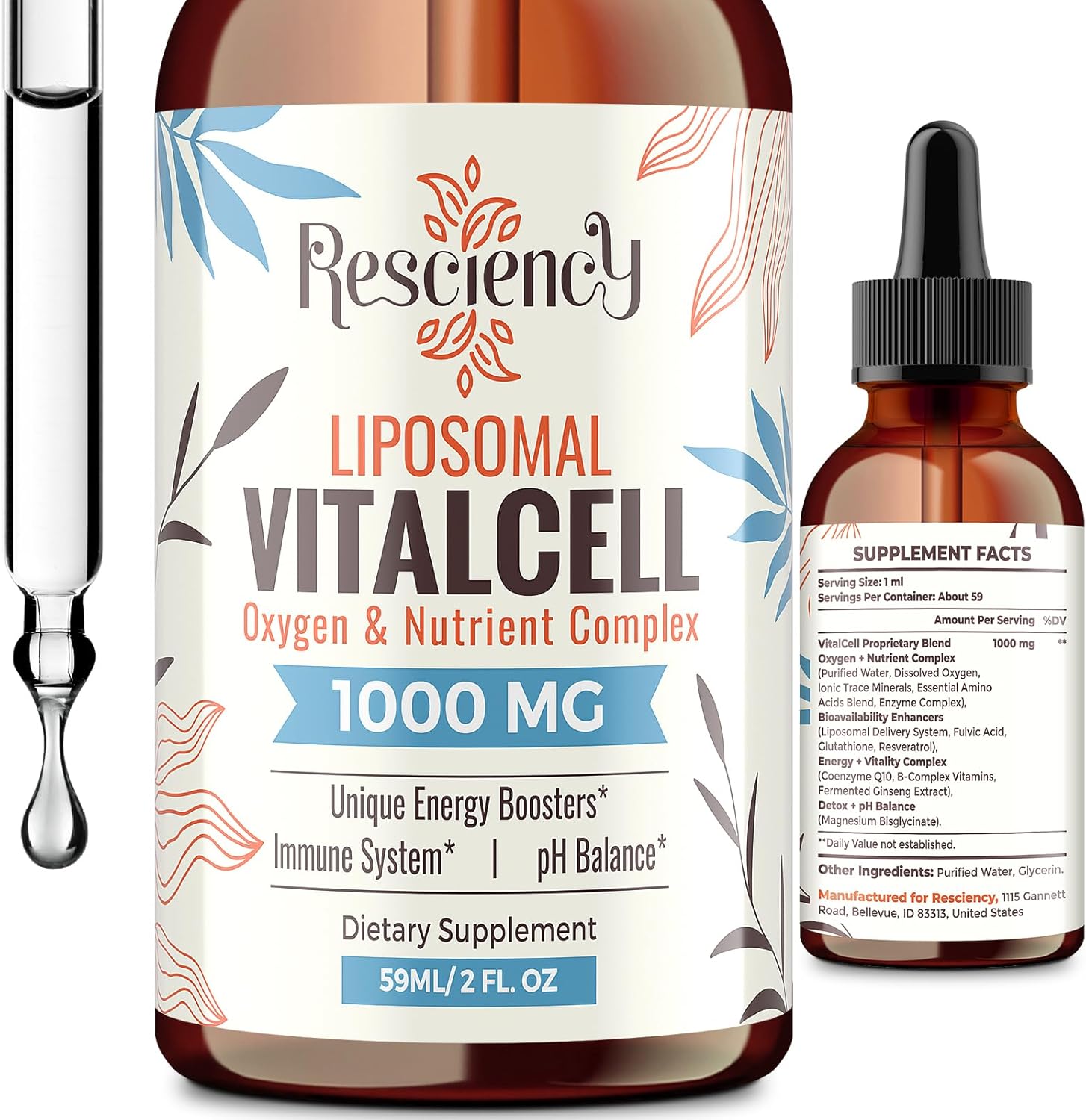 13-In-1 Liquid Oxygen & Nutrient Supplement For Energy, Altitude Support, Performance, Antioxidant, Immune, Fatigue & Detox, Liposomal For High Absorption, Ph Balance, Organic, Gluten Free, 4 Fl Oz