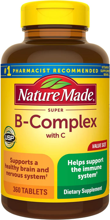 Nature Made Super B Complex With Vitamin C And Folic Acid, Dietary Supplement For Immune Support, 360 Tablets, 360 Day Supply