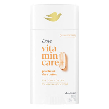 Dove Vitamincare+ Aluminum Free Deodorant Stick For 72H Odor Protection Peaches & Shea Butter Breathable Deodorant For Women 2.6 Oz