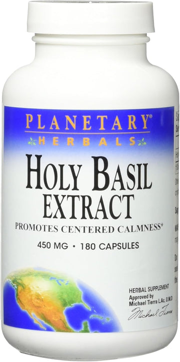 PLANETARY HERBALS Holy Basil Extract, Promotes Centered Calmness, 180 Count