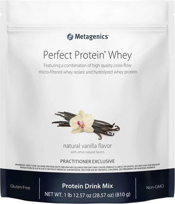 Metagenics Perfect Protein Whey - 20 G Protein - Whey Isolate & Hydrolyzed Whey Protein - With Amino Acids Arginine, L-Tryptophan & More - Non-Gmo & Gluten-Free - Vanilla - 30 Servings