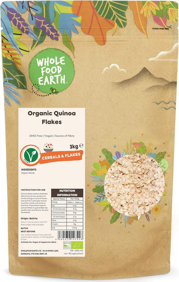 Wholefood Earth Organic Quinoa Flakes – 500G | Gmo Free | Vegan | Source Of Fibre | Certified Organic