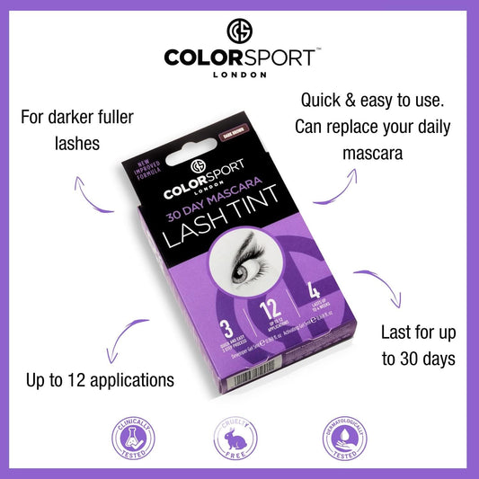 Colorsport London 30 Day Mascara Lash Tint - Volumising Mascara With Semi-Permanent Eyelash Dye, Lasts Up To 30 Days With 12 Applications, Black (Pack Of 2)