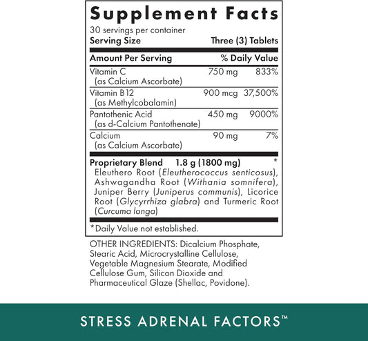 Michael'S Health Naturopathic Programs Stress Adrenal Factors - 90 Vegetarian Tablets - Nutrients To Nourish The Adrenal Glands - With Turmeric & Ashwagandha - Stimulant Free - 30 Servings