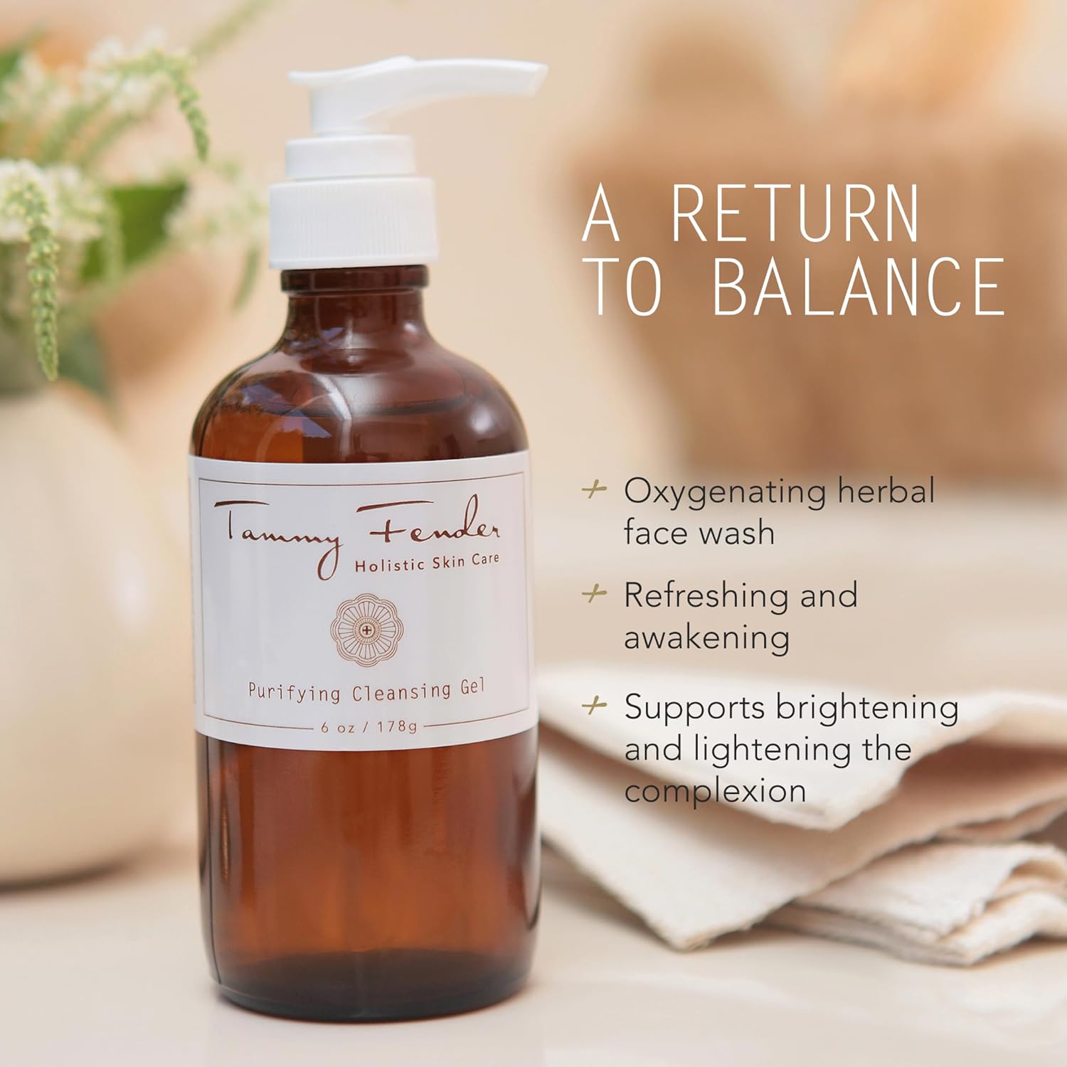 Tammy Fender - Purifying Cleansing Gel | Natural, Organic, Cruelty Free, Non-Toxic Skincare | Makeup Remover To Smooth, Soften, & Clarify | For Oily Or Overactive Skin (6 Fl Oz | 178 G) : Beauty & Personal Care