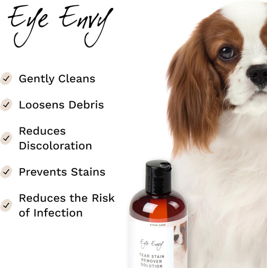 Eye Envy Tear Stain Remover Solution for Dogs|100% Natural,Safe|Recommended by Breeders/Vet/Professional Handlers/Groomers|Contains colloidal Silver (16oz)