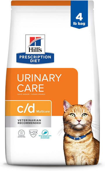 Hill'S Prescription Diet C/D Multicare Urinary Care With Ocean Fish Dry Cat Food, Veterinary Diet, 4 Lb. Bag