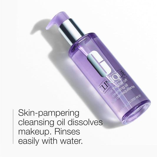 Clinique Take The Day Off Cleansing Oil Makeup Remover For All Skin Types | Dissolves Makeup + Sunscreen, 6.7 Fl Oz
