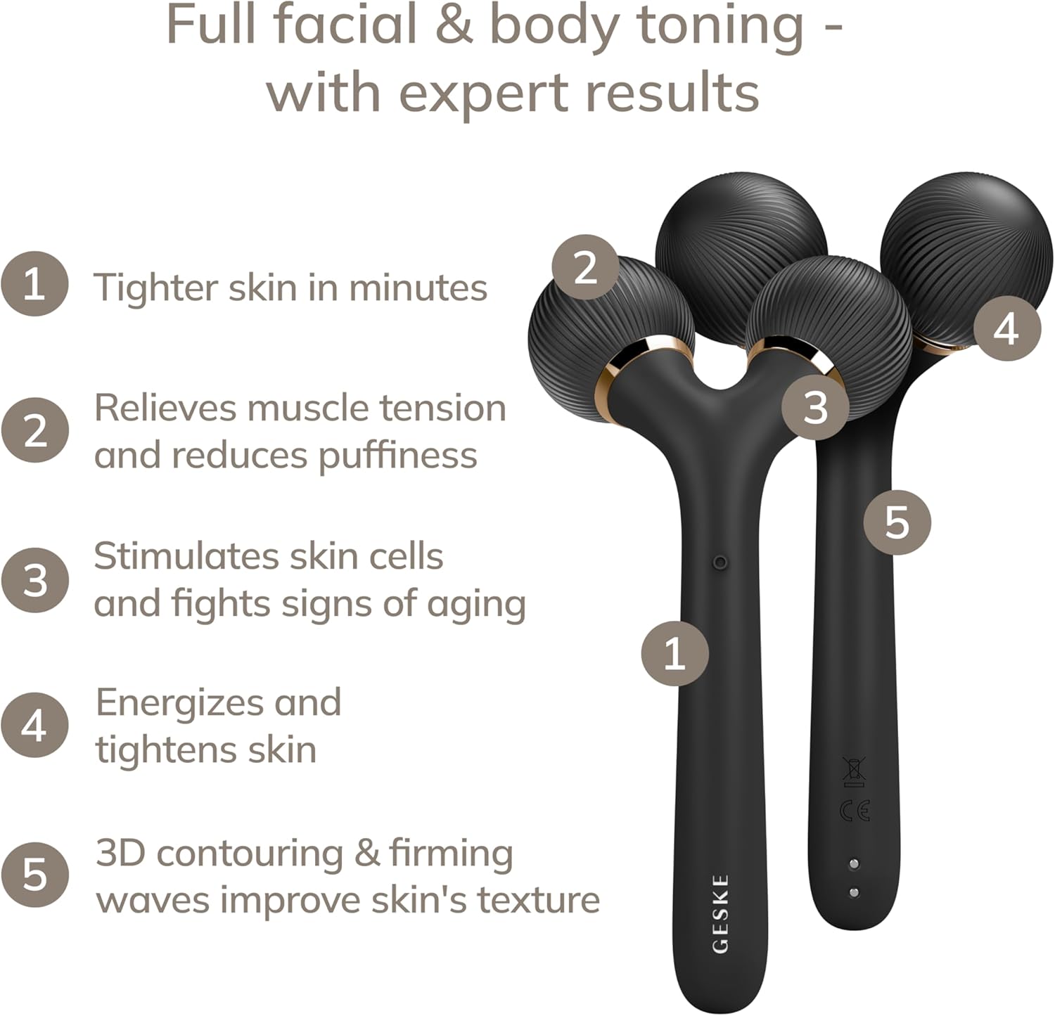 GESKE SmartAppGuided™ Sonic Facial & Body Roller | 4 in 1 | Derma Roller | Facial & Body | professional facial & body roller | for skincare and beauty routine : Amazon.co.uk: Beauty