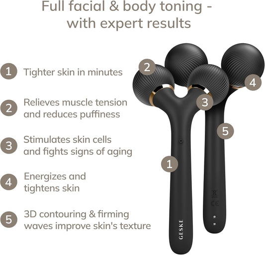 GESKE SmartAppGuided™ Sonic Facial & Body Roller | 4 in 1 | Derma Roller | Facial & Body | professional facial & body roller | for skincare and beauty routine : Amazon.co.uk: Beauty
