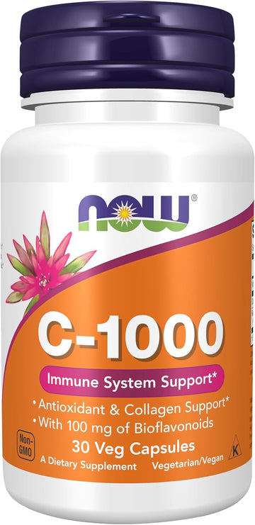 Now Foods Supplements, Vitamin C-1,000 With Rose Hips & Bioflavonoids, Antioxidant Protection*, 30 Veg Capsules