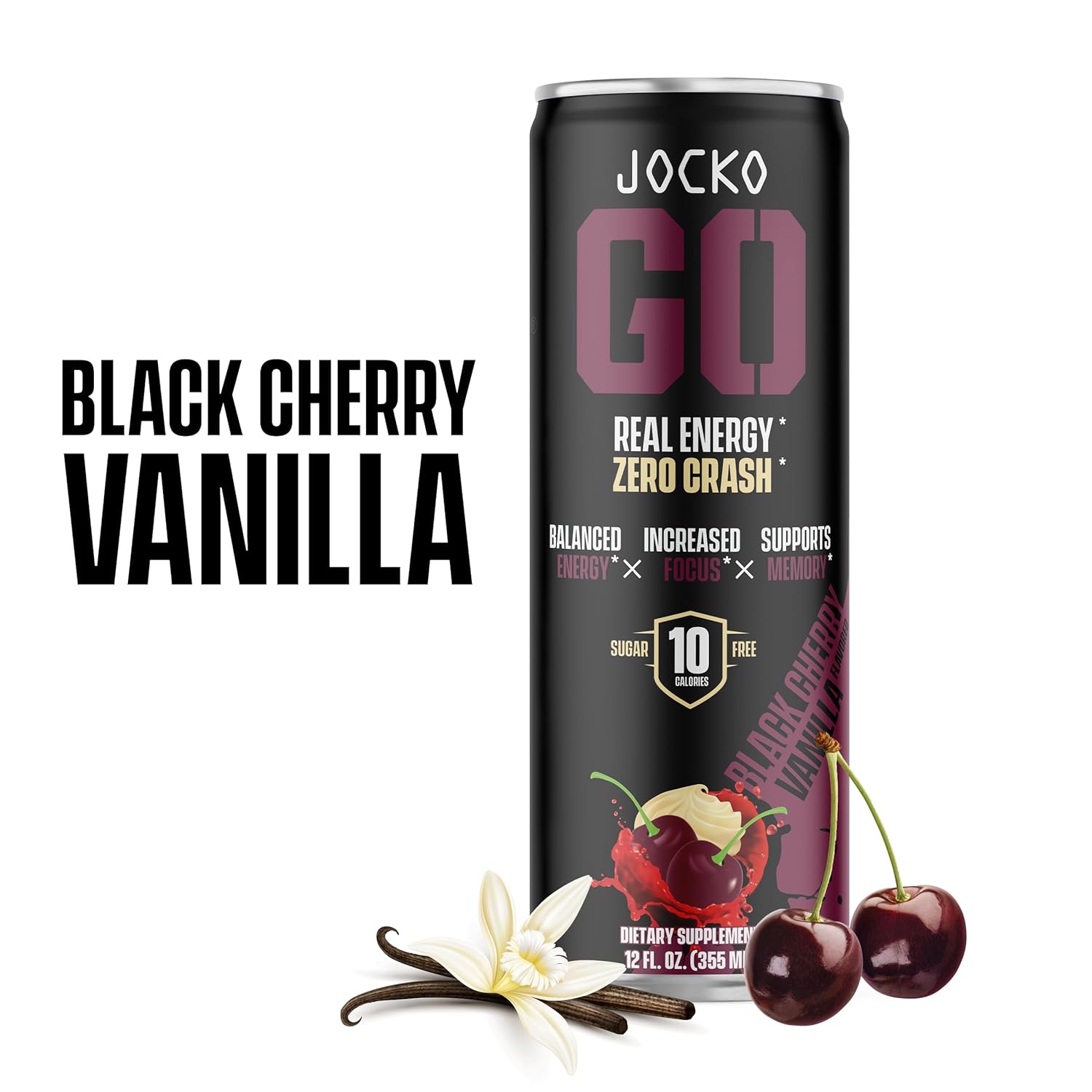 Jocko GO Energy Drink - KETO, Vitamin B12, Vitamin B6, Electrolytes, L Theanine, Magnesium- All Natural Energy Boost, Sugar Free Nootropic Monk Fruit Blend - 12 Pack (Cherry Vanilla Flavor) : Grocery & Gourmet Food