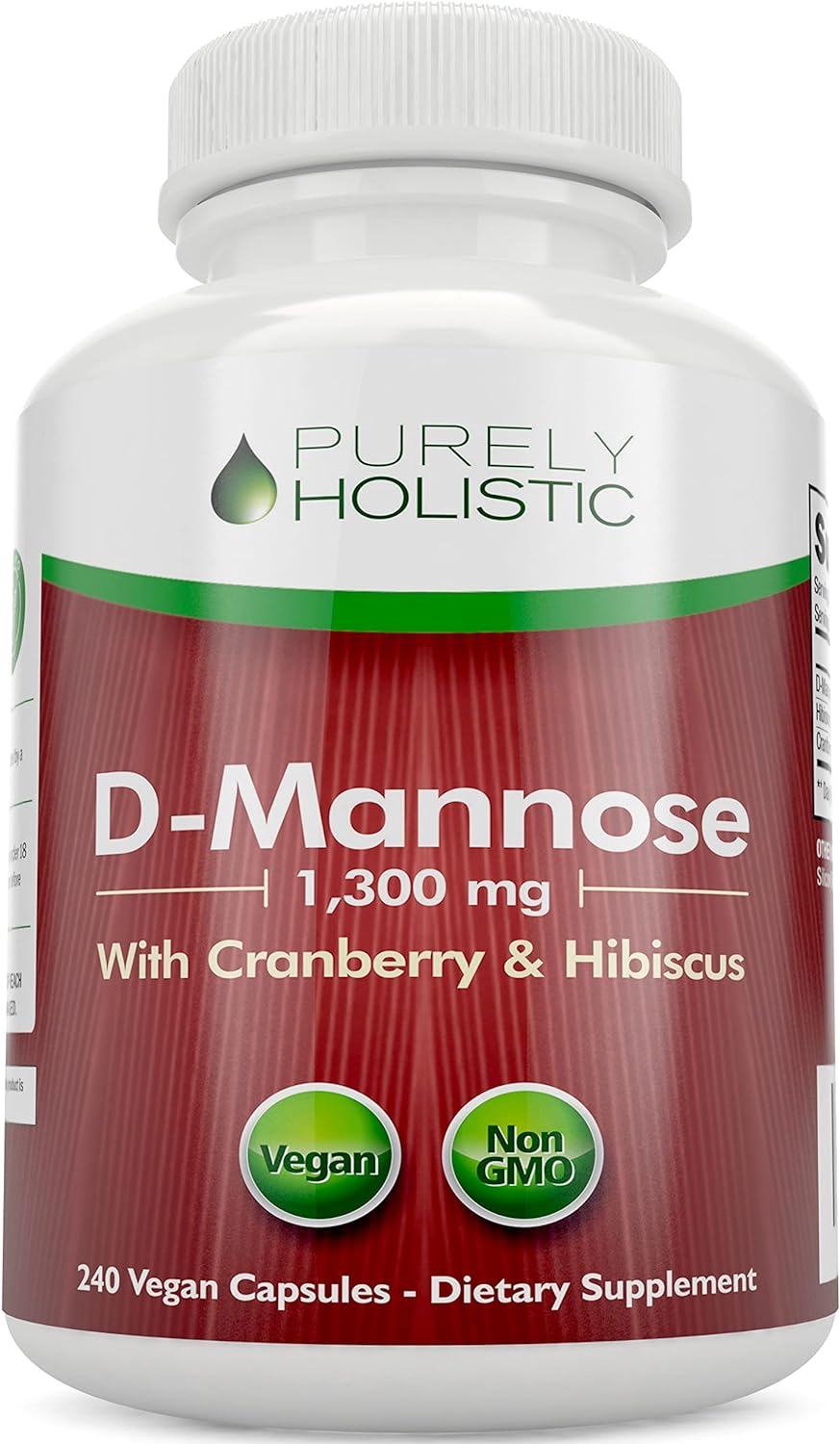 D Mannose 1300Mg, 3-In-1 Formula D-Mannose Capsules With Cranberry & Hibiscus, 240 Fast Acting Vegan Capsules, Natural Urinary Tract & Bladder Health Support, High Strength, For Men & Women