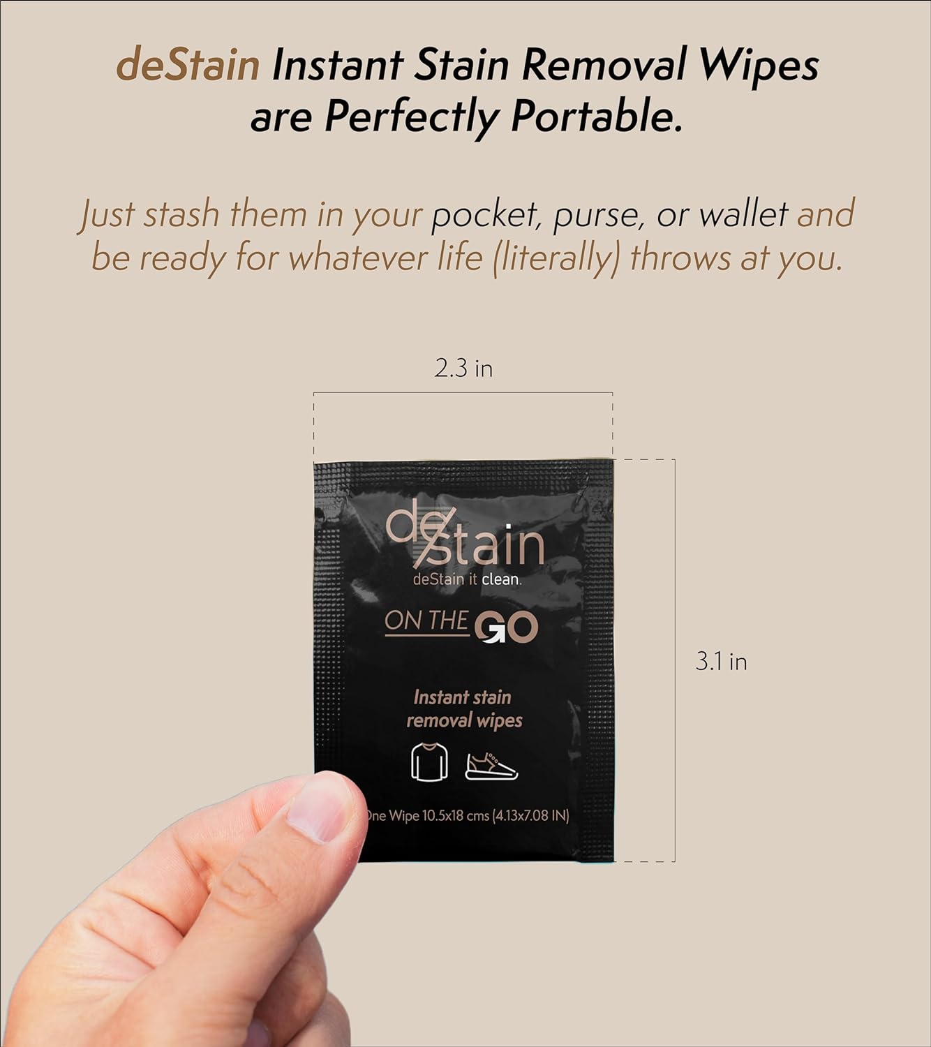 deStain Wipes | On The Go | Instant Clothes Stain Removal | Innovative Technology | Environmentally Friendly | 10 Wipes : Health & Household