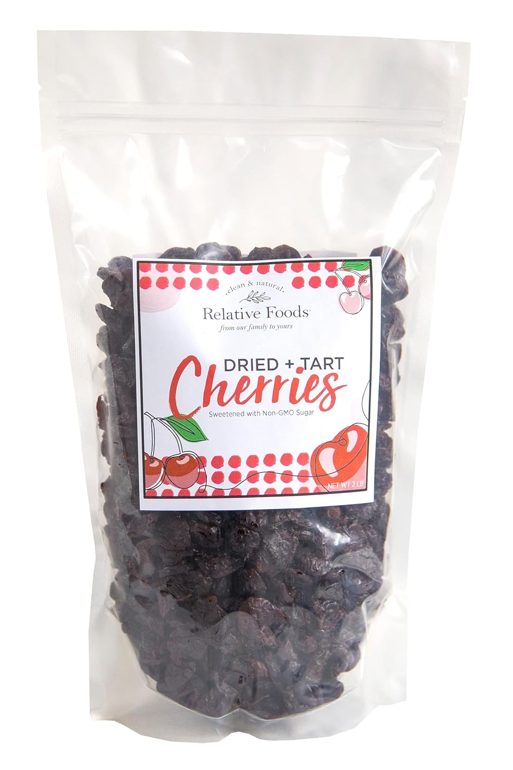 Relative Foods Dried Tart Cherries Sweetened. Dried Montmorency Tart Cherries Packaged In 2 Pound Resealable Bags. Michigan Cherries Grown And Dried In Michigan