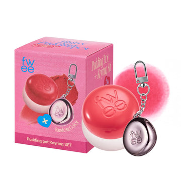 Lip&Cheek Blurry Pudding Pot + Pendant Keyring | Bff | Random Colored Keyring | Makeup Blush, Buildable Lightweight, Multi-Use Soft Matte Finish | 5G