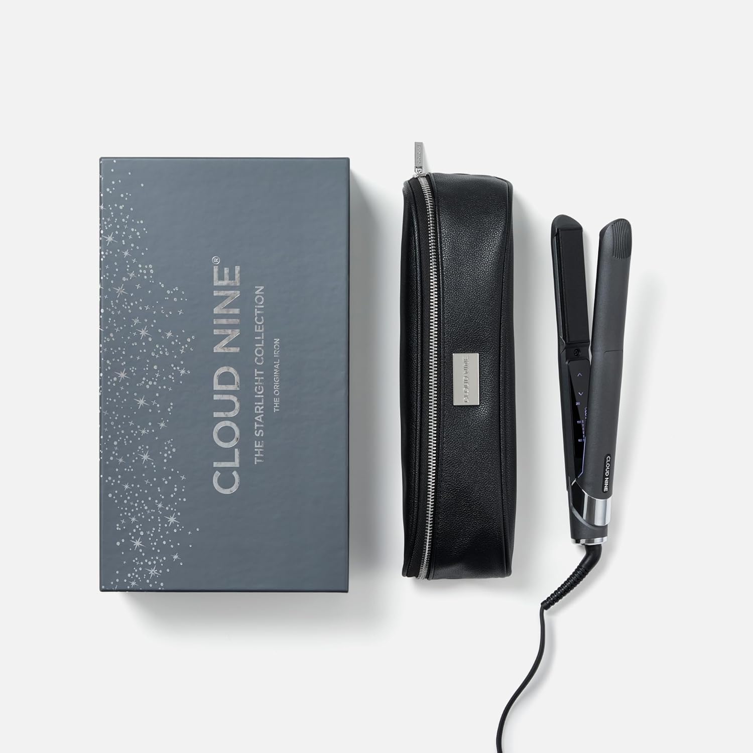 Cloud Nine The Original Iron Grey Hair Straightener Starlight Grey | Variable Temperature Control Quick Heat Touch Technology Ceramic Floating Plates Spring Flex Styling | Smooth Sleek Results