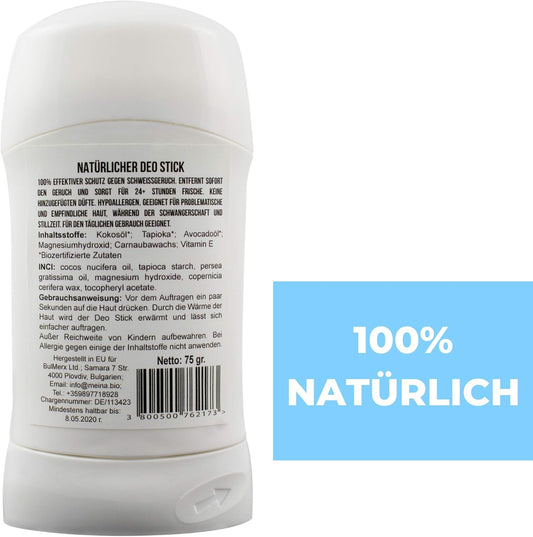 Meina - Natural Deodorant - Aluminium Free (1 X 75 G) Organic Deodorant - Bio Deo For 24 Hours Protection