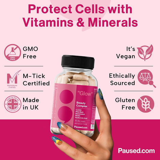 Skin, Hair & Nail Health Supplement - 60 Capsules | Enhanced Menopause Beauty Complex Support With Vital Plant Nutrients | Promotes Collagen & Uv Protection | Vegan, Non-Gmo, Gluten-Free