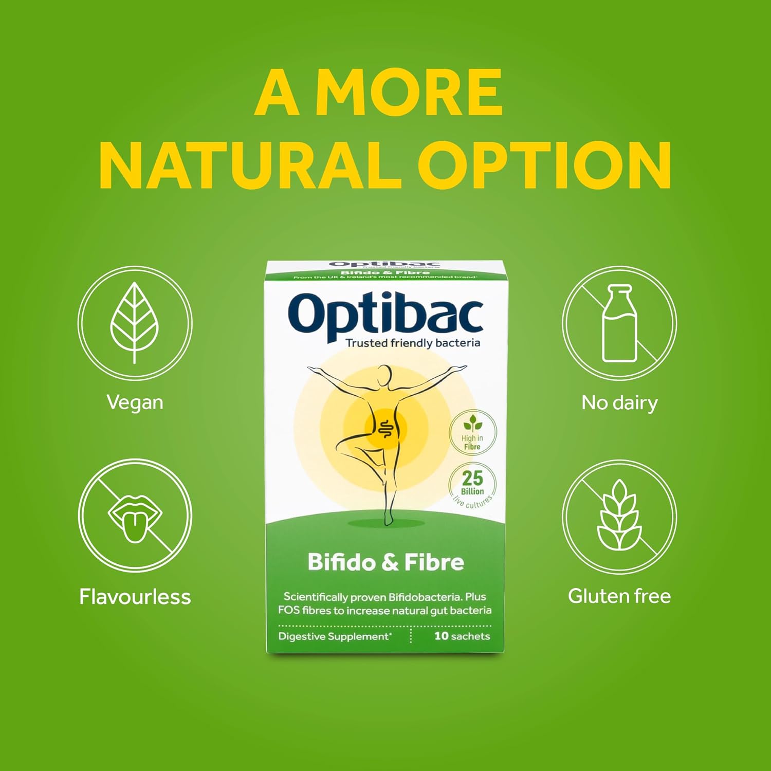 OptiBac Bifidobacteria & Fibre | Daily 5 Billion CFU Bifidobacterium Lactis BB-12 & Fructooligosaccharides | Vegan & Gluten Free | 10 Sachets : Amazon.co.uk: Health & Personal Care