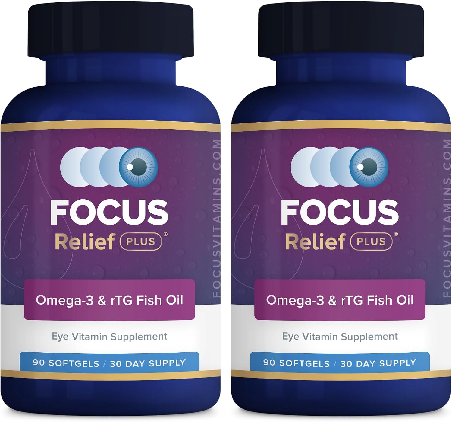 Focus Relief Plus Dry Eye Formula (180 Ct. 60 Day Supply) Omega 3 Supplement - Dry Eye Relief Supplement - Omega 3 Fish Oil