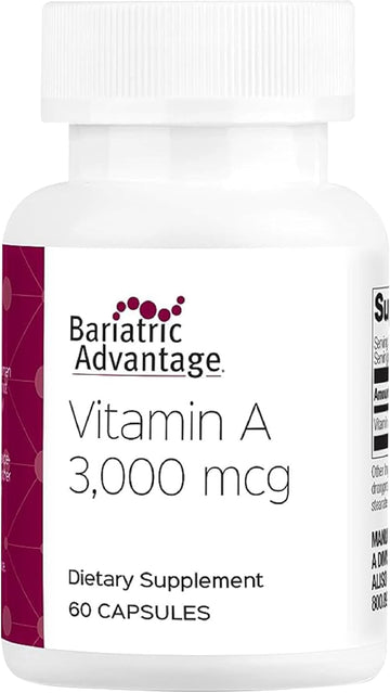 Bariatric Advantage Vitamin A 3,000 Mcg - For Bariatric Surgery Patients - Easy-Digest Mini Capsules - Vitamin A Supplements - Eye Health Support* - 60 Count