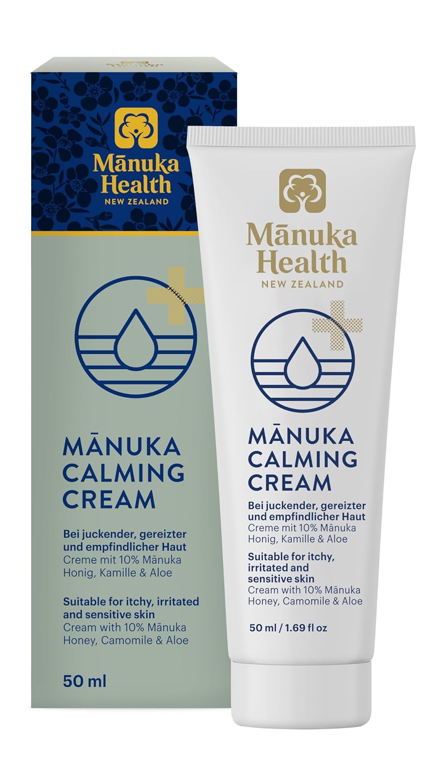 Manuka Health Calming Cream, For Itchy, Irritated & Sensitive Skin, Authentic Raw Honey From New Zealand