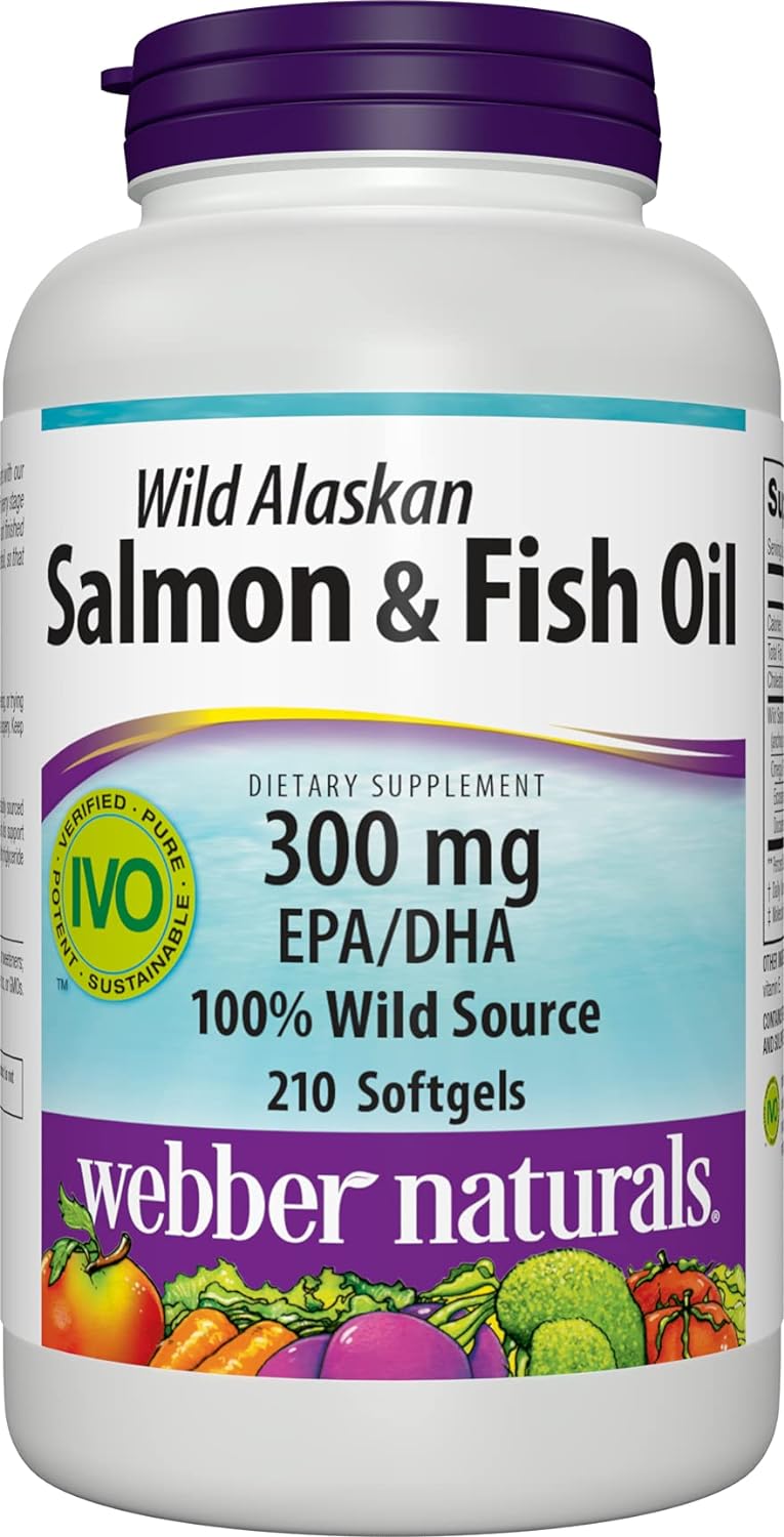 Webber Naturals Fish Oil 1,000 mg with 300 mg of Omega-3 Per Pill, 210