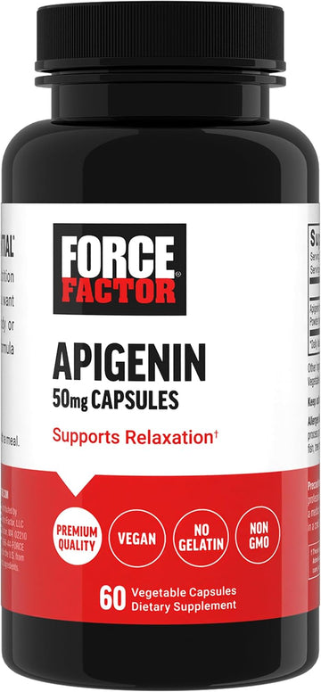Force Factor Apigenin Supplement For Relaxation And Stress Support, Powerful Bioflavonoid And Antioxidant, Apigenin 50Mg, Premium Quality, Vegan, Non-Gmo, 60 Capsules (Packaging May Vary)
