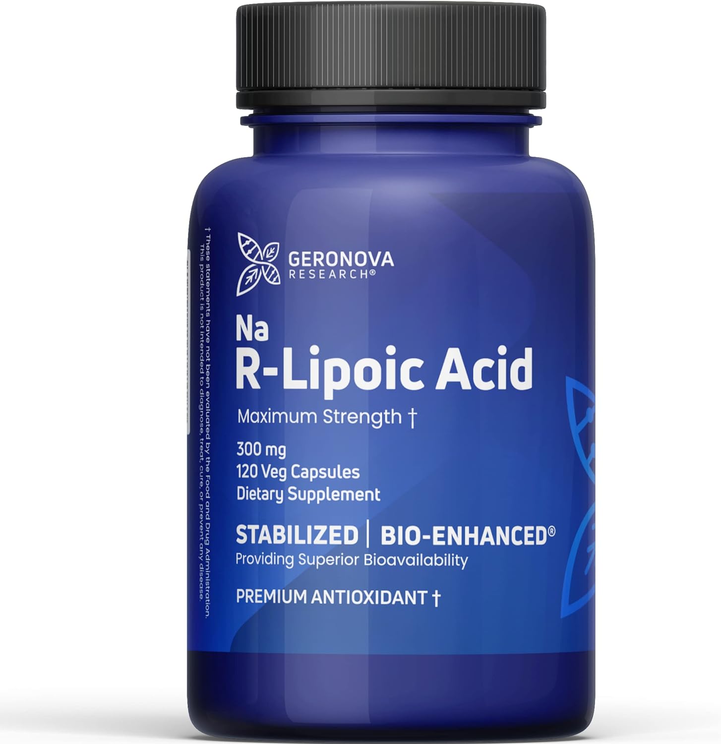 GeroNova Research R-Lipoic Acid 300mg 120 Caps - Stabilized R-Alpha Lipoic Acid With Superior Bioavailability, Metabolic Activity & Healthy Aging Support - Gluten Free & Non-GMO Antioxidant Supplement