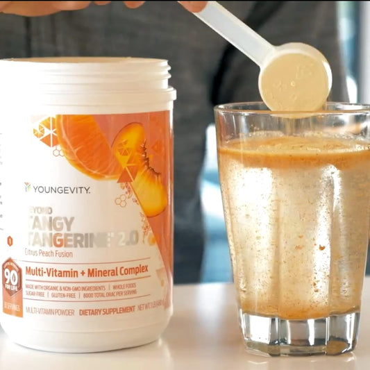 Youngevity Beyond Tangy Tangerine 2.0 Citrus Peach Fusion Multi-Vitamin & Mineral Complex - Made With Natural & Whole Foods | 8,000 Orac